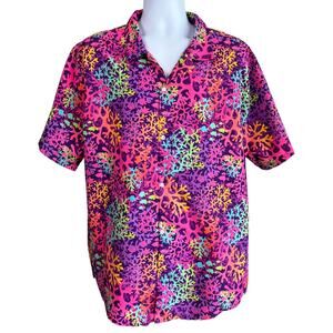 Geek Tropical Mens Science Marine Biology Rainbow Coral‎ Button Up Shirt Size XL